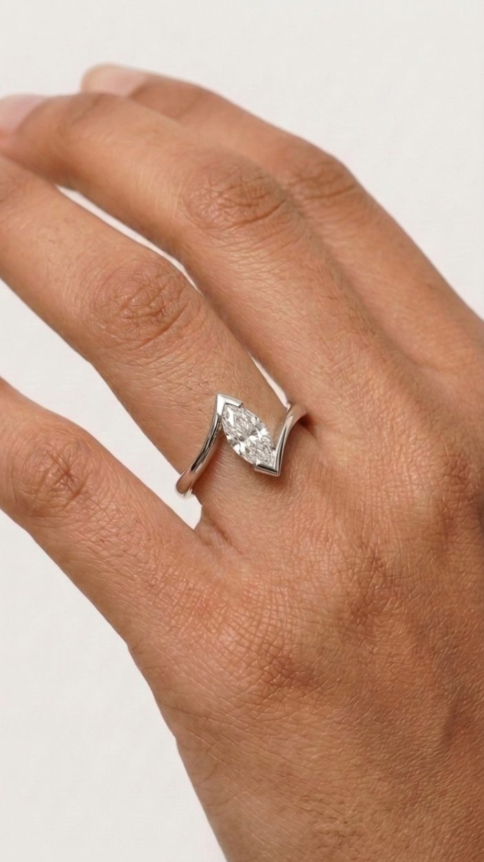 Solitario Diamante talla Marquise, foto 3