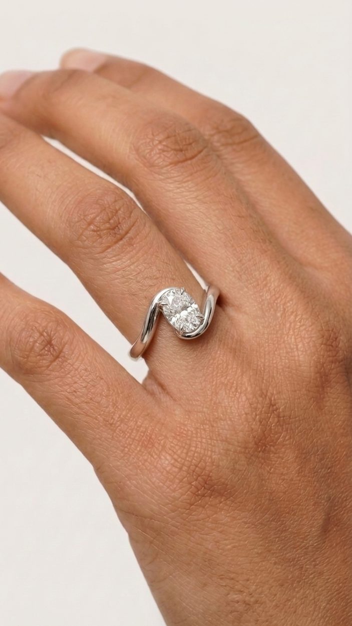Solitario Diamante talla Oval, foto 3
