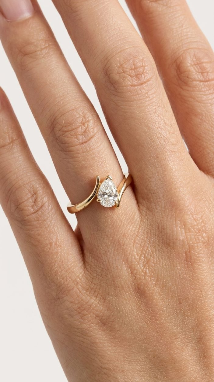 Solitario Diamante talla Pera, foto 3